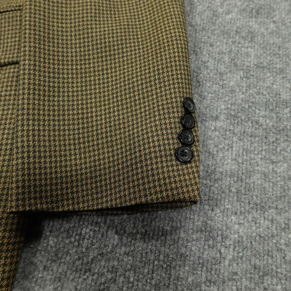 Oscar de la Renta Blazer Mens 42R Brown Houndstooth Wool Two Button Sport‎ Coat